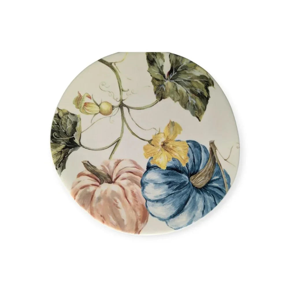 Southern Living Holiday Deer & Harvest Round Earthenware Accent Plates Set Of 2